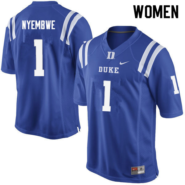 Women #1 Axel Nyembwe Duke Blue Devils College Football Jerseys Sale-Blue